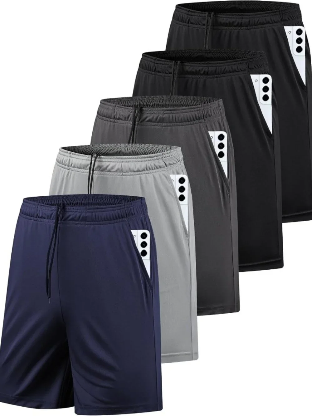 Men's Athletic Gym Shorts 5-Pack with Pockets, Quick Dry Activewear for Workouts